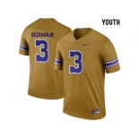 2016 Youth LSU Tigers Odell Beckham Jr. #3 College Football Limited Throwback Legand Jersey - Gridiron Gold