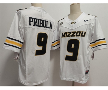 Men's Missouri Tigers #9 Beau Pribula F.U.S.E. White Rose Bowl Patch Stitched Jersey