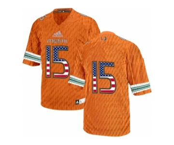 2016 US Flag Fashion 2016 Men's Miami Hurricanes #15 College Football Jerseys - Orange