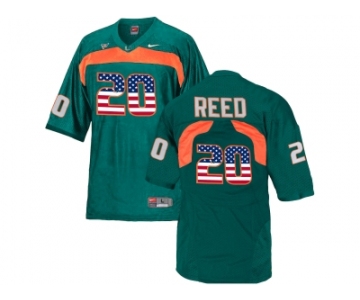 2016 US Flag Fashion Men's Miami Hurricanes Ed Reed #20 College Football Jersey - Green