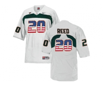 2016 US Flag Fashion Men's Miami Hurricanes Ed Reed #20 College Football Jersey - White