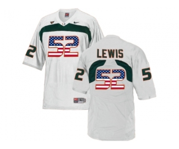 2016 US Flag Fashion Men's Miami Hurricanes Ray Lewis #52 College Football Jersey - White