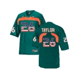 2016 US Flag Fashion Men's Miami Hurricanes Sean Taylor #26 College Football Jersey - Green