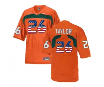 2016 US Flag Fashion Men's Miami Hurricanes Sean Taylor #26 College Football Jersey - Orange