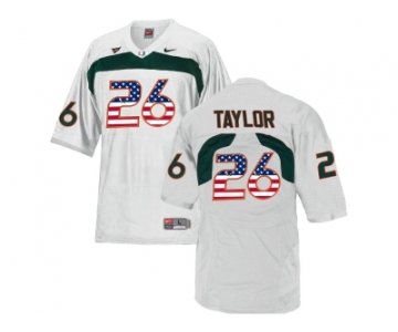 2016 US Flag Fashion Men's Miami Hurricanes Sean Taylor #26 College Football Jersey - White
