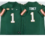 Men's Miami Hurricanes #1 Malachi Toney Aqua F.U.S.E. Stitched Football Jersey Men's Miami Hurricanes #1 Malachi Toney Aqua F.U.S.E. Stitched Football Jersey