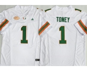 Men's Miami Hurricanes #1 Malachi Toney White F.U.S.E. Stitched Football Jersey Men's Miami Hurricanes #1 Malachi Toney White F.U.S.E. Stitched Football Jersey