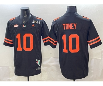 Men's Miami Hurricanes #10 Malachi Toney Black F.U.S.E. 2026 & Florida Patch Stitched Football Jersey