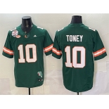 Men's Miami Hurricanes #10 Malachi Toney Green F.U.S.E. The Fiesta Bowl Champions & Florida Patch Stitched Football Jersey Men's Miami Hurricanes #10 Malachi Toney Green F.U.S.E. The Fiesta Bowl Champions & Florida Patch Stitched Football Jersey