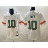 Men's Miami Hurricanes #10 Malachi Toney White F.U.S.E. Florida Patch Stitched Football Jersey Men's Miami Hurricanes #10 Malachi Toney White F.U.S.E. Florida Patch Stitched Football Jersey