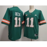 Men's Miami Hurricanes #11 Carson Beck Aqua Stitched Football Jersey Men's Miami Hurricanes #11 Carson Beck Aqua Stitched Football Jersey
