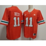 Men's Miami Hurricanes #11 Carson Beck Orange Stitched Football Jersey Men's Miami Hurricanes #11 Carson Beck Orange Stitched Football Jersey