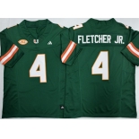 Men's Miami Hurricanes #4 Mark Fletcher Jr. Green F.U.S.E. 2026 Stitched Football Jersey Men's Miami Hurricanes #4 Mark Fletcher Jr. Green F.U.S.E. 2026 Stitched Football Jersey
