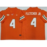 Men's Miami Hurricanes #4 Mark Fletcher Jr. Orange F.U.S.E. 2026 Stitched Football Jersey