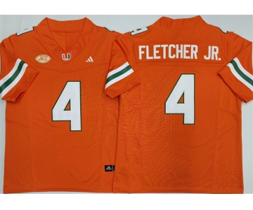 Men's Miami Hurricanes #4 Mark Fletcher Jr. Orange F.U.S.E. 2026 Stitched Football Jersey