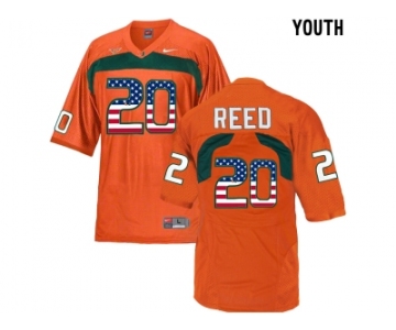 016 US Flag Fashion Youth Miami Hurricanes Ed Reed #20 College Football Jersey - Orange