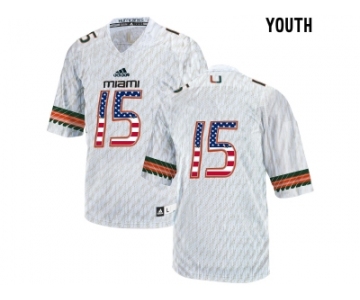 2016 US Flag Fashion Youth Miami Hurricanes Ed Reed #15 College Football Jersey - White
