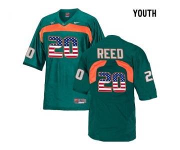 2016 US Flag Fashion Youth Miami Hurricanes Ed Reed #20 College Football Jersey - Green