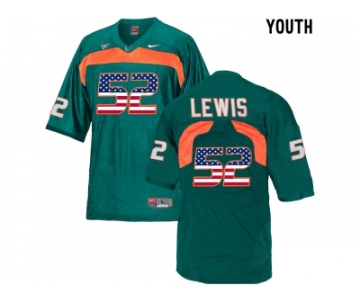 2016 US Flag Fashion Youth Miami Hurricanes Ray Lewis #52 College Football Jersey - Green