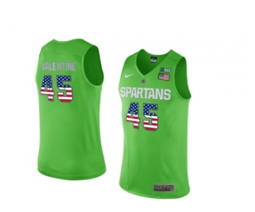 2016 US Flag Fashion Michigan State Spartans Denzel Valentine #45 College Basketball Authentic Jersey - Apple Green