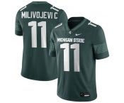 Men's Michigan State Spartans #11 Alessio Milivojevic 2025 Green Football Game Jersey Men's Michigan State Spartans #11 Alessio Milivojevic 2025 Green Football Game Jersey