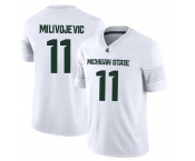 Men's Michigan State Spartans #11 Alessio Milivojevic 2025 White Football Game Jersey Men's Michigan State Spartans #11 Alessio Milivojevic 2025 White Football Game Jersey