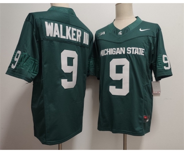 Men's Michigan State Spartans Green #9 WALKER III Green F.U.S.E. Stitched Jersey