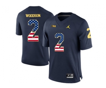 2016 US Flag Fashion-2016 Men's Jordan Brand Michigan Wolverines Charles Woodson #2 College Football Limited Jersey - Navy Blue