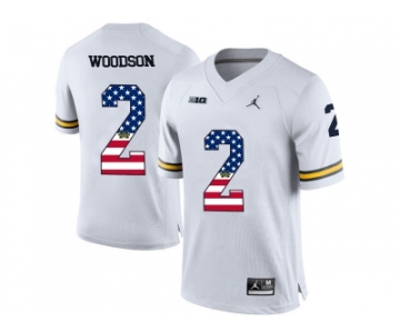 2016 US Flag Fashion-2016 Men's Jordan Brand Michigan Wolverines Charles Woodson #2 College Football Limited Jersey - White