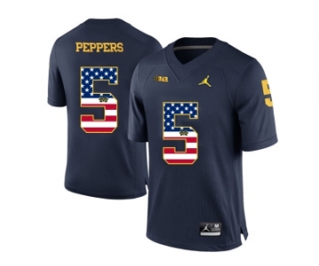 2016 US Flag Fashion-2016 Men's Jordan Brand Michigan Wolverines Jabrill Peppers #5 College Football Limited Jersey - Navy Blue