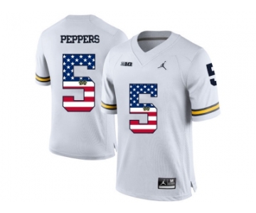 2016 US Flag Fashion-2016 Men's Jordan Brand Michigan Wolverines Jabrill Peppers #5 College Football Limited Jersey - White