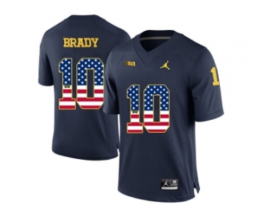 2016 US Flag Fashion-2016 Men's Jordan Brand Michigan Wolverines Tom Brady #10 College Football Limited Jersey - Navy Blue