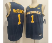 Men's Michigan Wolverines #1 Trey McKenney Navy 2026 Vapor Limited Stitched Football Jersey Men's Michigan Wolverines #1 Trey McKenney Navy 2026 Vapor Limited Stitched Football Jersey