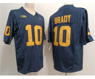 Men's Michigan Wolverines #10 Tom Brady 2023 F.U.S.E. Navy Stitched Jersey