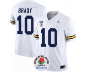 Men's Michigan Wolverines #10 Tom Brady 2023 F.U.S.E. White Rose Bowl Patch Stitched Jersey