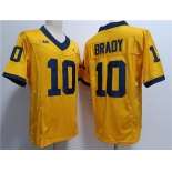 Men's Michigan Wolverines #10 Tom Brady 2023 F.U.S.E. Yellow Stitched Jersey