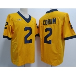 Men's Michigan Wolverines #2 Blake Corum 2023 F.U.S.E. Yellow Stitched Jersey