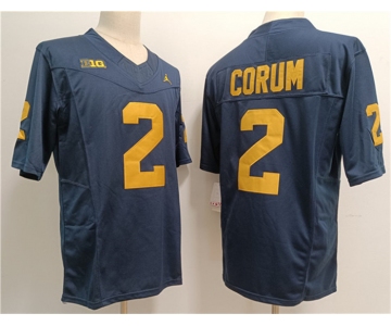 Men's Michigan Wolverines #2 Blake Corum Navy Stitched Jersey