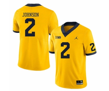 Men's Michigan Wolverines #2 Will Johnson Yellow Stitched Jersey