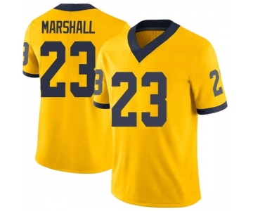 Men's Michigan Wolverines #23 Jordan Marshall Yellow Stitched Football Jersey