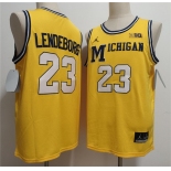 Men's Michigan Wolverines #23 Yaxel Lendeborg Yellow 2026 Vapor Limited Stitched Jersey