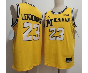 Men's Michigan Wolverines #23 Yaxel Lendeborg Yellow 2026 Vapor Limited Stitched Jersey