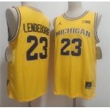 Men's Michigan Wolverines #23 Yaxel Lendeborg Yellow Vapor Limited Stitched Football Jersey
