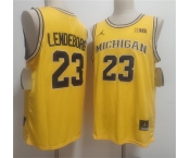 Men's Michigan Wolverines #23 Yaxel Lendeborg Yellow Vapor Limited Stitched Football Jersey Men's Michigan Wolverines #23 Yaxel Lendeborg Yellow Vapor Limited Stitched Football Jersey