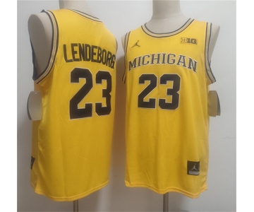 Men's Michigan Wolverines #23 Yaxel Lendeborg Yellow Vapor Limited Stitched Football Jersey