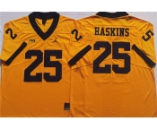 Men's Michigan Wolverines #25 HASKINS Yellow Stitched Jersey