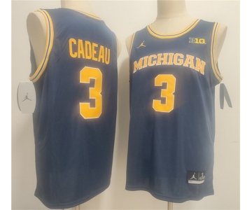 Men's Michigan Wolverines #3 Elliot Cadeau Navy 2026 Vapor Limited Stitched Football Jersey