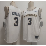 Men's Michigan Wolverines #3 Elliot Cadeau White 2026 Vapor Limited Stitched Football Jersey