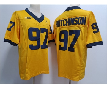 Men's Michigan Wolverines #97 Aidan Hutchinson Yellow Stitched Jersey