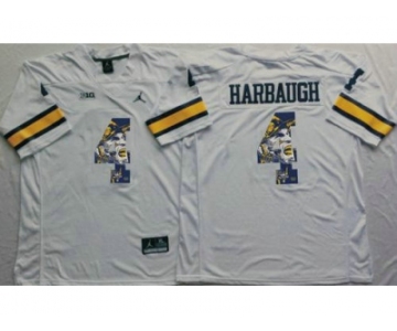 Michigan Wolverines #4 Jim Harbaugh White Player Fashion Stitched NCAA Jersey